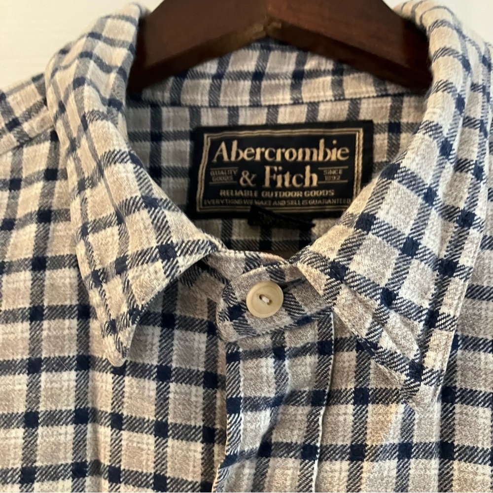Vintage Abercrombie & Fitch Button Up Flannel Shirt Mens XL Plaid 90s Baggy Long - Picture 3 of 10